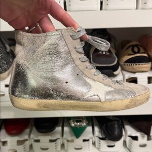 Golden Goose Silver High-Top Sneakers